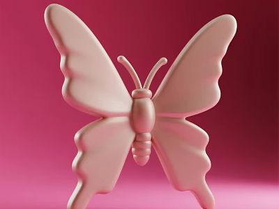 Stylish Pink Butterfly Animal Wall Decoration For Modern Interior Design 3d model