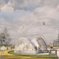 Waterfront Landscape Design With Natural Greenery Scenic Paths Pavilions And Lake Views