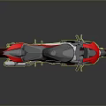Sporty Red And Silver Motorcycle With Sleek Design And Reflective Exterior