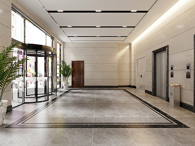 Modern elevator hall reception hall 3d model