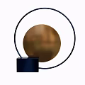 Modern Decorative Ornament Set with Black Circular Frame Golden Disc and Cubic Base