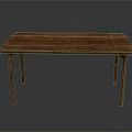 Rectangular Wooden Table With Natural Wood Grain Surface And Four Straight Legs 3d model