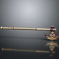 Ancient Decorative Hammer Weapon With Intricate Golden Patterns And Long Handle