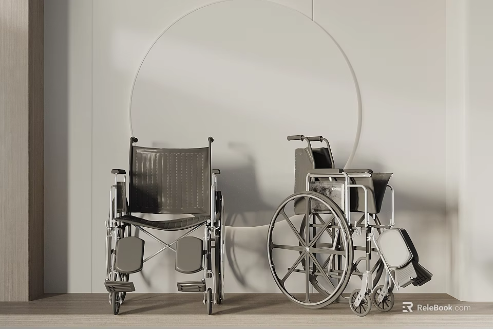 Medical Wheelchairs For Patient Mobility With Manual Design And Durable Frame 3d model 