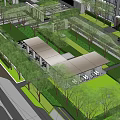 Urban Residential Landscape Design With Green Spaces Paths And Building Layout