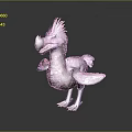 Detailed Mythical Purple Red Fantasy Creature With Glowing Feathers Large Beak And Crest