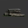 Stacked Natural Stones With Green Moss And Grass On Gray Background