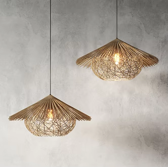 Quiet Wind Bamboo Chandelier Homestay Chandelier New Chinese Chandelier Wooden Decorative Chandelier Single Head Chandelier 3d model