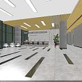 Modern Front Desk Reception Area With Bright Interior Wooden Ceiling Large Glass Windows And Plants