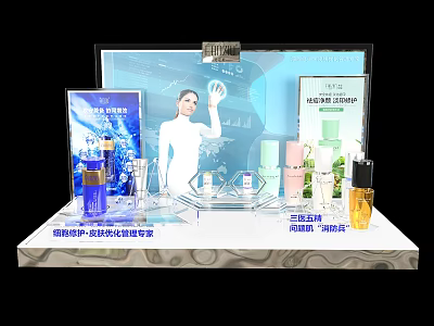 Commercial Cosmetic Display Equipment Featuring Acrylic Stand and LANEIGE 2023 Products 3d model