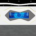 Modern Tech Interior Design With Curved Light Strip And Blue Display Screen