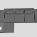 Modern Gray Sectional Sofa with Built in Side Table and Comfortable Seats 3d model