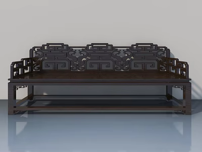 Dark Carved Wooden Pet Cabinet With Traditional Chinese Design And Storage Space 3d model