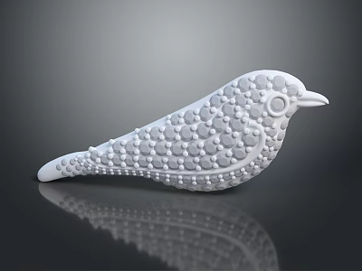 White Bird Shaped Furniture Ornament With Polka Dot Design And Smooth Surface 3d model