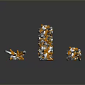 Orange And White Household Batteries Stacked Into Different Shapes With Various Heights On Gray Background