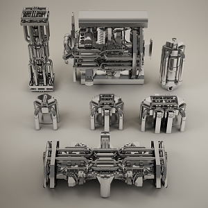 modern mechanical parts 3d model