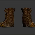 Vintage Brown Leather Boots With Lace Up Design And Wrinkled Shaft