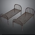 Two Rusted Metal Bed Frames Featuring Vintage Industrial Style For Bedroom Furniture