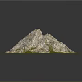 3D Rendered Mountain Terrain With Rocky Surface And Green Grass Area