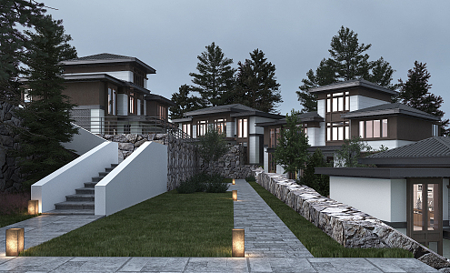 New Chinese Style Villa 3d model