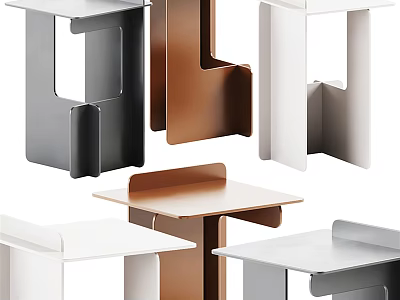 Modern Minimalist Side Tables With Geometric Design And Black Brown White Colors 3d model