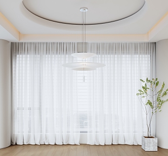 Modern Curtain Screen Gauze Curtain 3d model