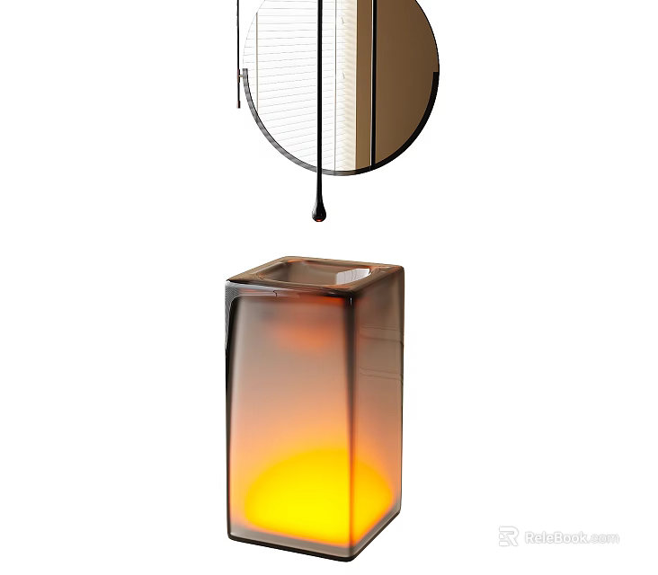 Modern Glass Washbasin With Under Cabinet Lighting And Round Mirror 3d model 