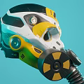Yellow White Black Gas Mask With Dual Filter Canisters And Modern Sci Fi Design