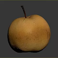 Fresh Orange Pear With Brown Stem On Black Background With Reflection