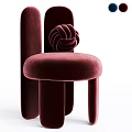 Elegant Navy Blue Velvet Accent Chair With Modern Knot Backrest Detail Design