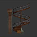 Elegant Wooden Spiral Staircase With Curved Handrail And Support Structure As Home Furniture Design