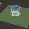 Round White Building Structure With Columns On Green Grass Base