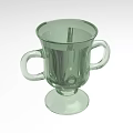 Green Translucent Glass Cup With Two Handles And Round Base 3d model