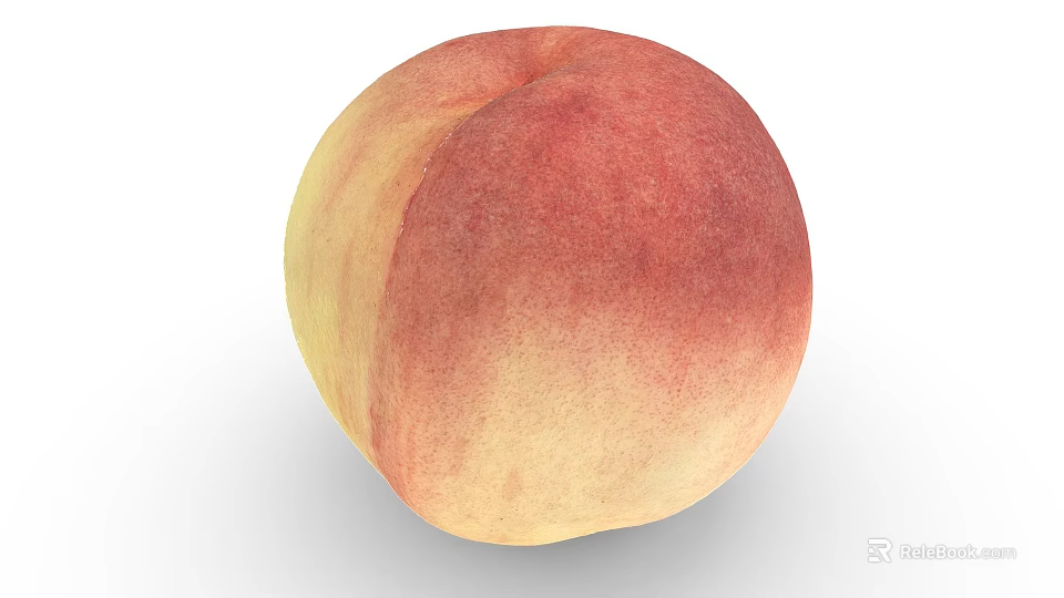 Fresh Ripe Peach With Vibrant Red And Yellow Skin On White Background 3d model 