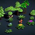 Diverse Plant Collection Including Trees Shrubs Flowers Mushrooms and Green Foliage