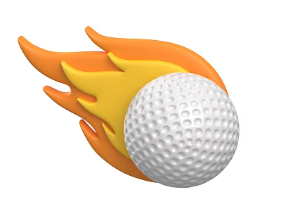 Golf Ball Sports Equipment Featuring Dynamic Flaming Design For Enhanced Visual Appeal 3d model