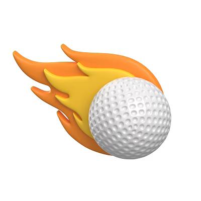 Golf Ball Sports Equipment Featuring Dynamic Flaming Design For Enhanced Visual Appeal 3d model