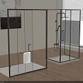 Modern Shower Sauna Interior Design with Glass Enclosure Metal Frame and Wooden Floor