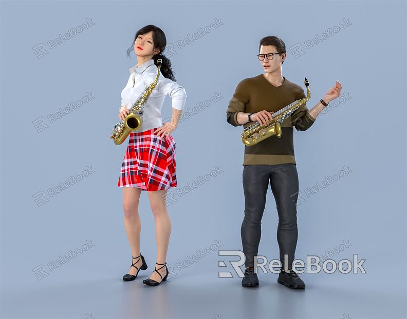 Modern double instrument playing saxophone ensemble instrument playing saxophone model