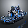 Futuristic Sci Fi Vessel 3D Model With Blue Gray Mechanical Structure 3d model
