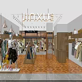 JINXU Clothing Store Interior With Mannequins Display Racks Wooden Shelves And Pendant Lights