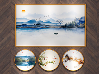 New Chinese Style Round Frame Painting Hanging Painting model