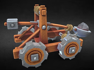 Cartoon pitchers siege car ancient siege equipment pitchers 3d model