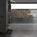 Modern Industrial Style Reception Counter With Exposed Brick Accent And Fresh Indoor Greenery Decoration