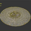 Round Manhole Cover Equipment With Circular Stone Brick Design And Damaged Hole