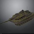 Modern Camouflaged Military Tank With Long Gun Barrel Heavy Tracks And Turrets