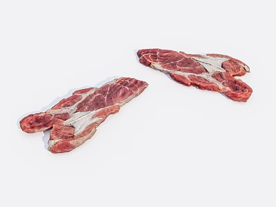Fresh Raw Beef Steak Cuts With Marbling Texture On White Background 3d model
