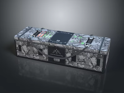 Camouflage Pattern Hard Shell Utility Storage Box With Metal Clasps And Handle 3d model