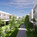 Modern Industrial Factory Building with Green Vertical Gardens Multi Storey Design and Landscaped Surroundings