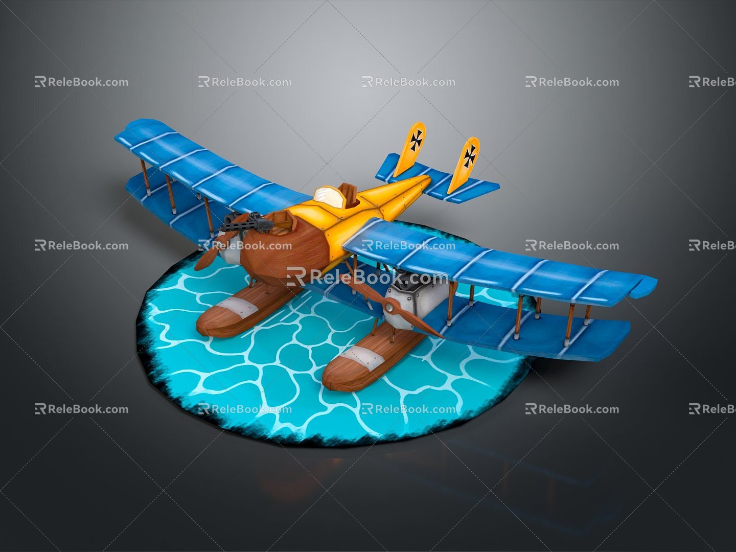 Modern Cartoon Airplane Seaplane Plane 3d model